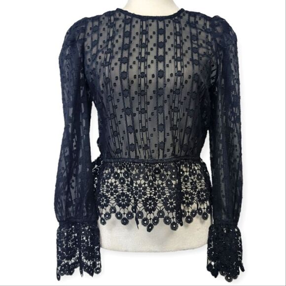 Melograno Rico long sleeve lace top, small - Picture 1 of 12